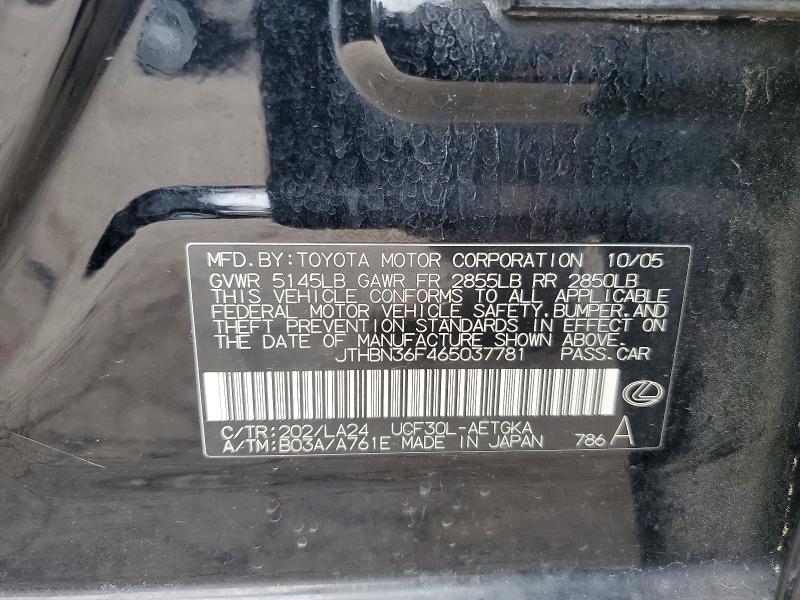 Aukcja sprzedaży 2006 Lexus Ls, vin: JTHBN36F465037781, numer aukcji: 61299406