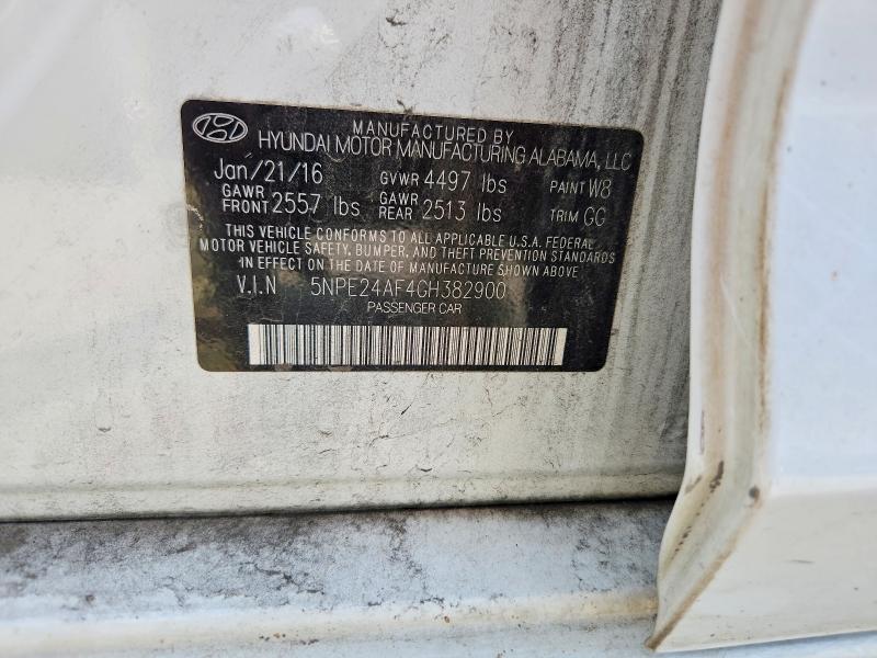 2016 Hyundai Sonata მანქანა იყიდება აუქციონზე, vin: 5NPE24AF4GH382900, აუქციონის ნომერი: 60422066