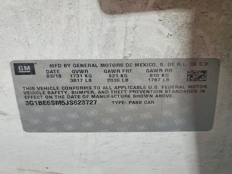 Продаж на аукціоні авто 2018 Chevrolet Cruze, vin: 3G1BE6SM5JS623727, номер лоту: 60943086