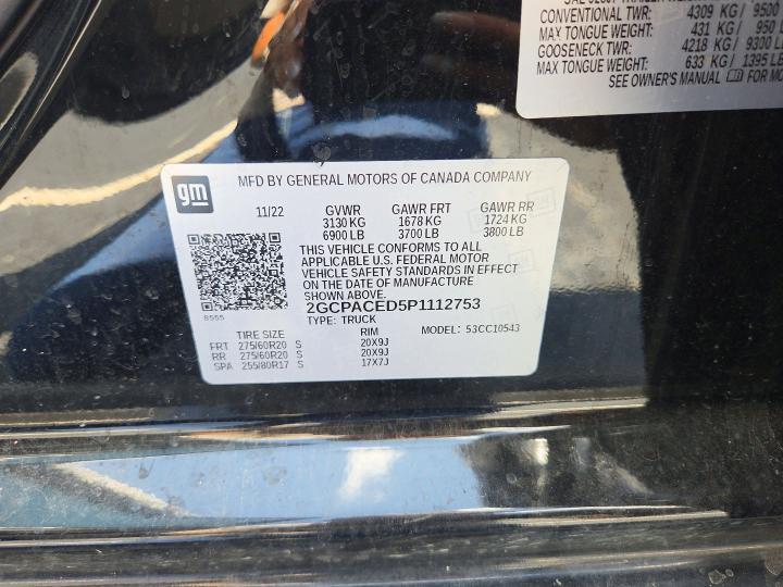 Продажа на аукционе авто 2023 Chevrolet Silverado, vin: 2GCPACED5P1112753, номер лота: 59879446