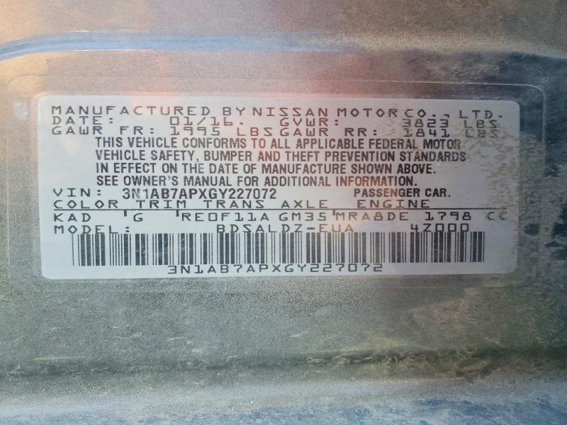 Продажа на аукционе авто 2016 Nissan Sentra, vin: 3N1AB7APXGY227072, номер лота: 61482526