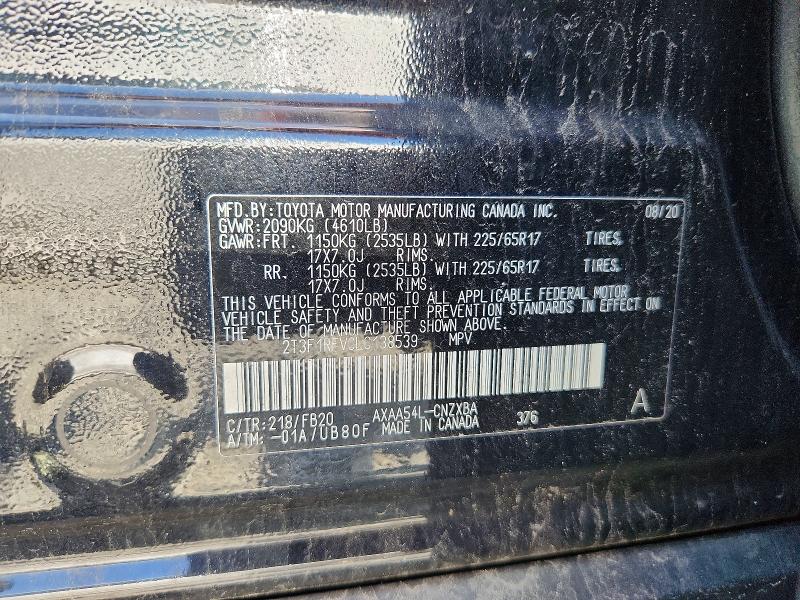 62250636 :رقم المزاد ، 2T3F1RFV0LC138539 vin ، 2020 Toyota Rav4 مزاد بيع