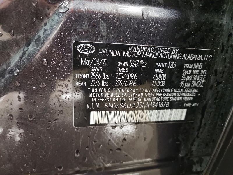 Aukcja sprzedaży 2021 Hyundai Santa Fe, vin: 5NMS6DAJ5MH341678, numer aukcji: 61145936