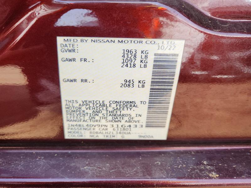 Aukcja sprzedaży 2023 Nissan Altima, vin: 1N4BL4DV9PN316433, numer aukcji: 60032466