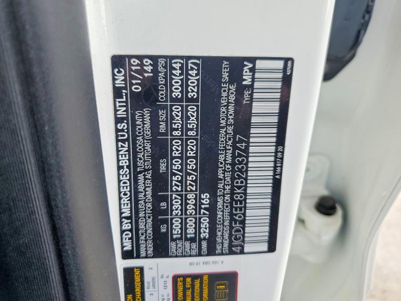 59281266 :رقم المزاد ، 4JGDF6EE8KB233747 vin ، 2019 Mercedes-benz Gls مزاد بيع