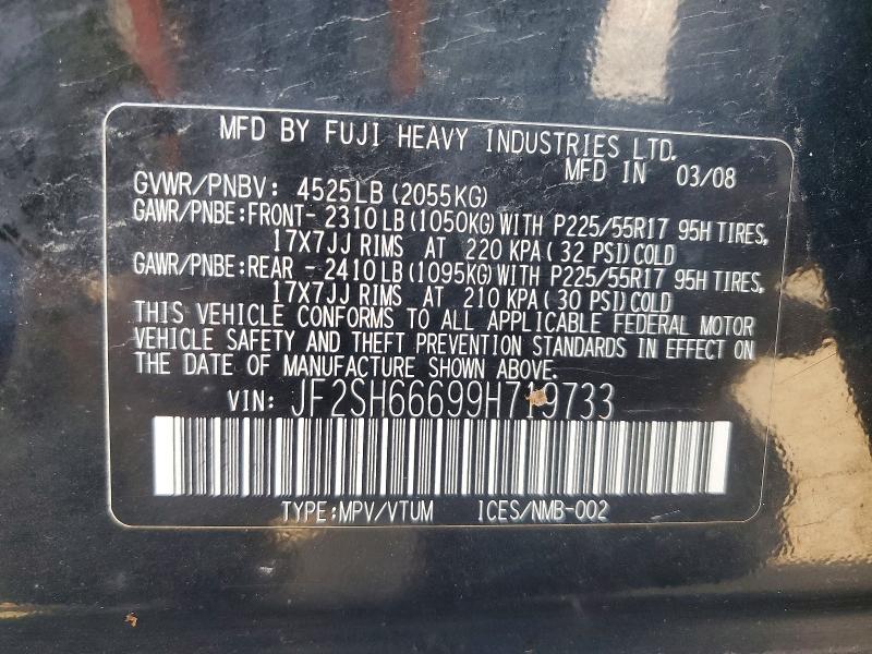 Продажа на аукционе авто 2009 Subaru Forester, vin: JF2SH66699H719733, номер лота: 62614866