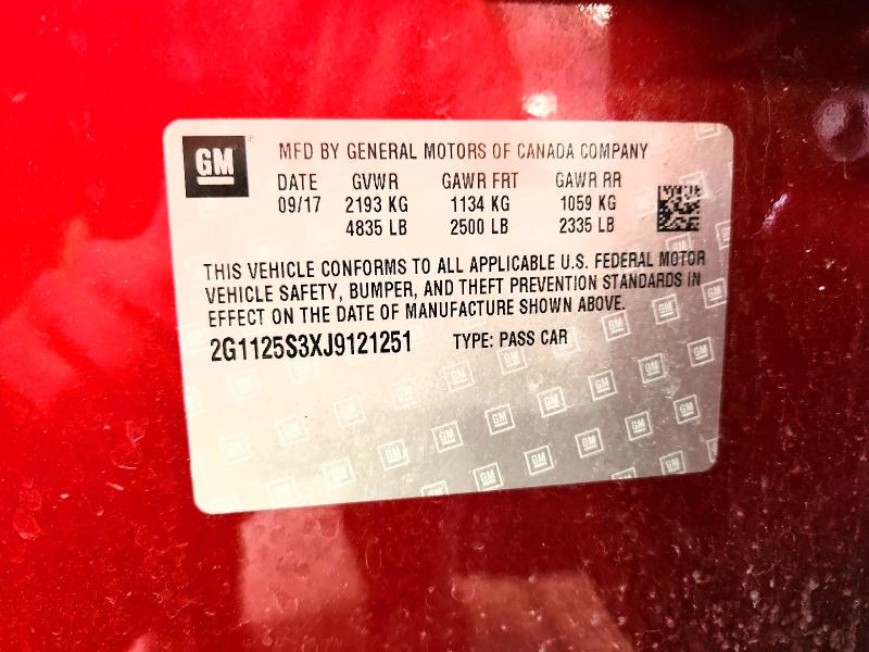 Aukcja sprzedaży 2018 Chevrolet Impala, vin: 2G1125S3XJ9121251, numer aukcji: 61143516