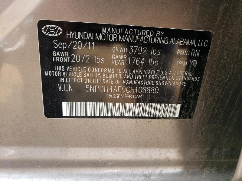 Aukcja sprzedaży 2012 Hyundai Elantra, vin: 5NPDH4AE9CH108880, numer aukcji: 61013726