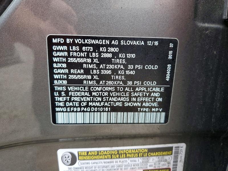 Продажа на аукционе авто 2016 Volkswagen Touareg, vin: WVGEF9BP4GD010161, номер лота: 60065376