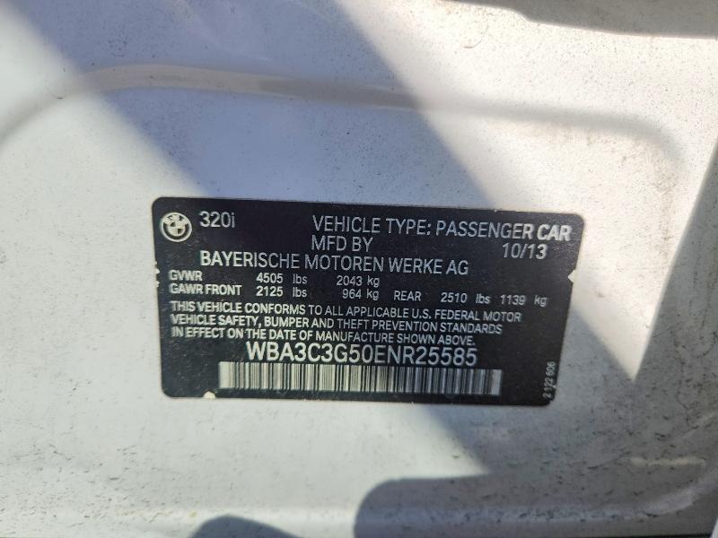 Aukcja sprzedaży 2014 Bmw 320, vin: WBA3C3G50ENR25585, numer aukcji: 59946096