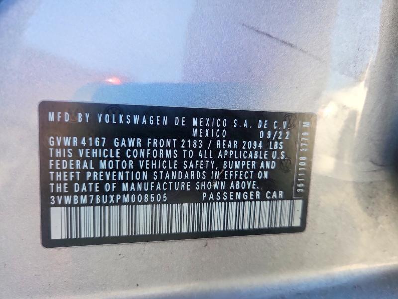 Aukcja sprzedaży 2023 Volkswagen Jetta, vin: 3VWBM7BUXPM008505, numer aukcji: 85457965