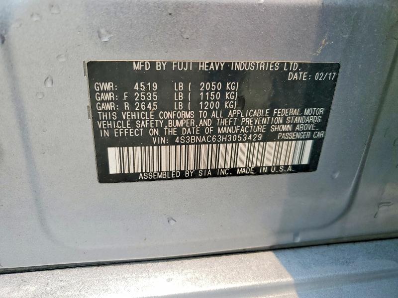 61363006 :رقم المزاد ، 4S3BNAC63H3053429 vin ، 2017 Subaru Legacy مزاد بيع