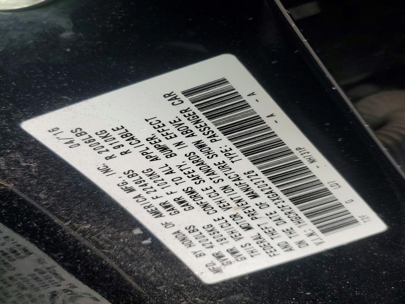 61059796 :رقم المزاد ، 1HGCR2F3XGA203726 vin ، 2016 Honda Accord مزاد بيع