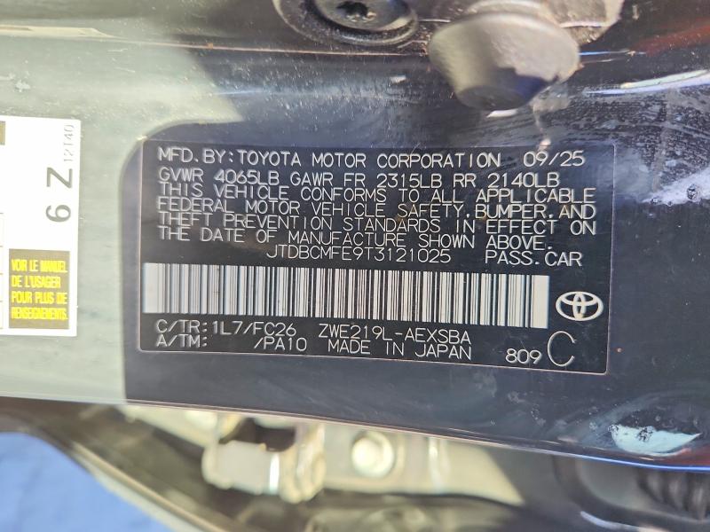 Продаж на аукціоні авто 2026 Toyota Corolla Hybrid, vin: JTDBCMFE9T3121025, номер лоту: 59920126