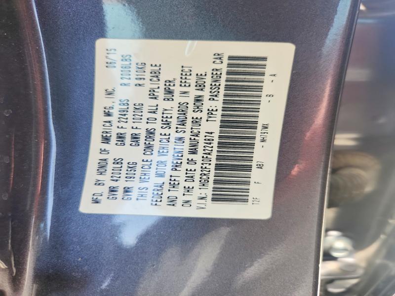 Aukcja sprzedaży 2015 Honda Accord, vin: 1HGCR2F30FA224874, numer aukcji: 62840646