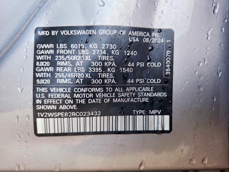 62246206 :رقم المزاد ، 1V2WSPE82RC023432 vin ، 2024 Volkswagen Id.4 مزاد بيع