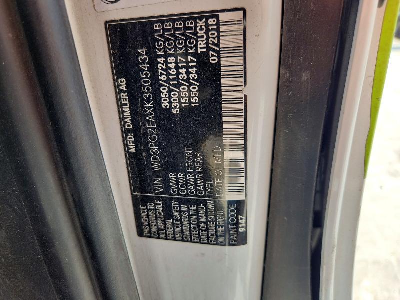 59329076 :رقم المزاد ، WD3PG2EAXK3505434 vin ، 2019 Mercedes-benz Metris مزاد بيع