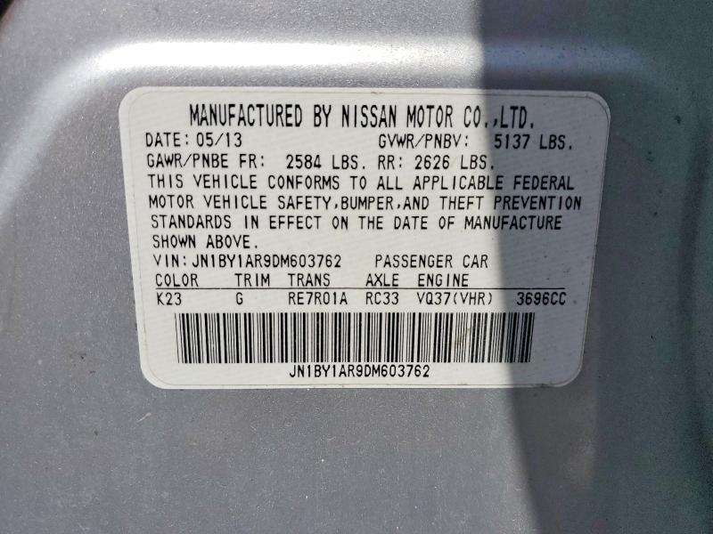 Aukcja sprzedaży 2013 Infiniti M37, vin: JN1BY1AR9DM603762, numer aukcji: 59333546