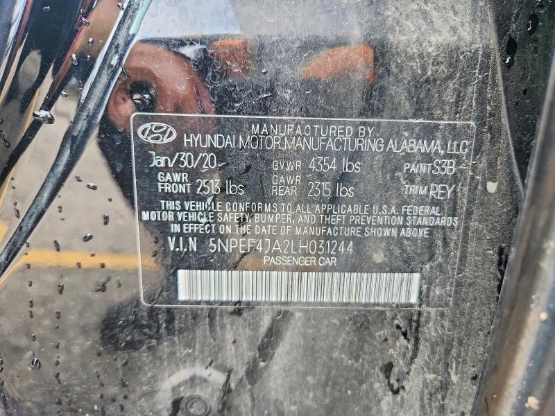 Продаж на аукціоні авто 2020 Hyundai Sonata, vin: 5NPEF4JA2LH031244, номер лоту: 60398776