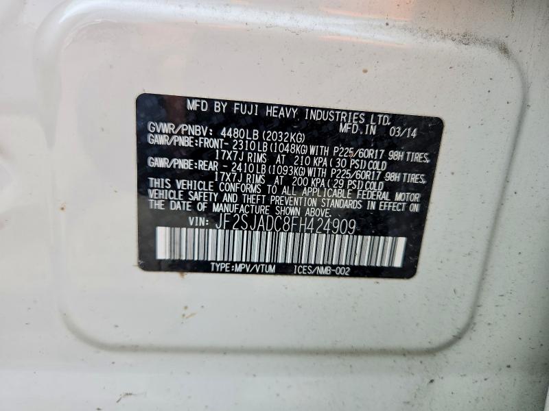 61530066 :رقم المزاد ، JF2SJADC8FH424909 vin ، 2015 Subaru Forester مزاد بيع