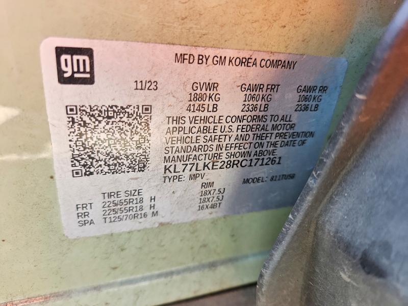 60634966 :رقم المزاد ، KL77LKE28RC171261 vin ، 2024 Chevrolet Trax مزاد بيع