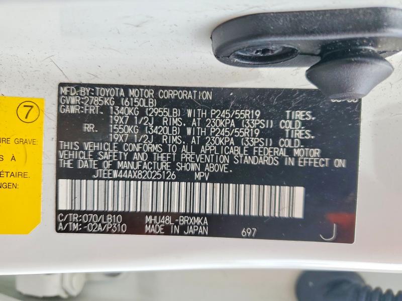 Aukcja sprzedaży 2008 Toyota Highlander, vin: JTEEW44AX82025126, numer aukcji: 59551926