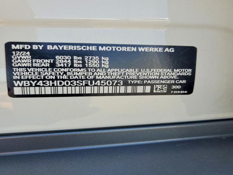 Auction sale of the 2025 Bmw I4, vin: WBY43HD03SFU45073, lot number: 60431446