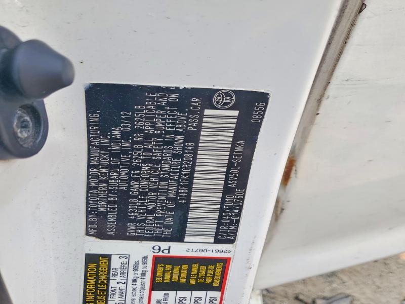 Продажа на аукционе авто 2012 Toyota Camry, vin: 4T4BF1FK1CR208148, номер лота: 61113686