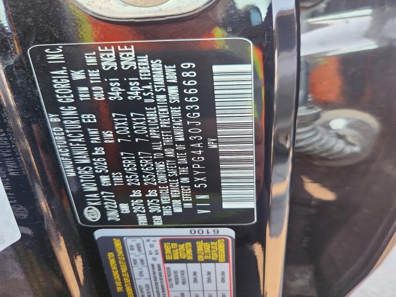 62116456 :رقم المزاد ، 5XYPG4A30JG366689 vin ، 2018 Kia Sorento مزاد بيع