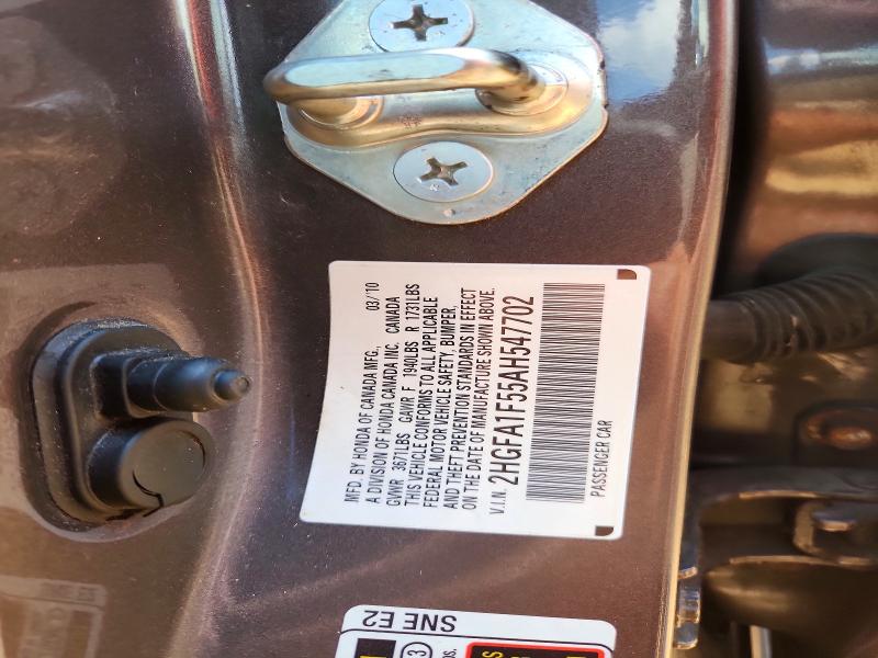 Продаж на аукціоні авто 2010 Honda Civic, vin: 2HGFA1F55AH547702, номер лоту: 60545716