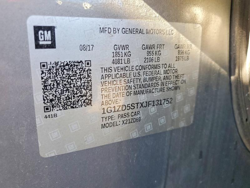 2018 Chevrolet Malibu მანქანა იყიდება აუქციონზე, vin: 1G1ZD5STXJF131752, აუქციონის ნომერი: 60882406