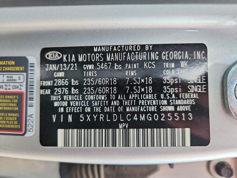 Продажа на аукционе авто 2021 Kia Sorento, vin: 5XYRLDLC4MG025513, номер лота: 60219906