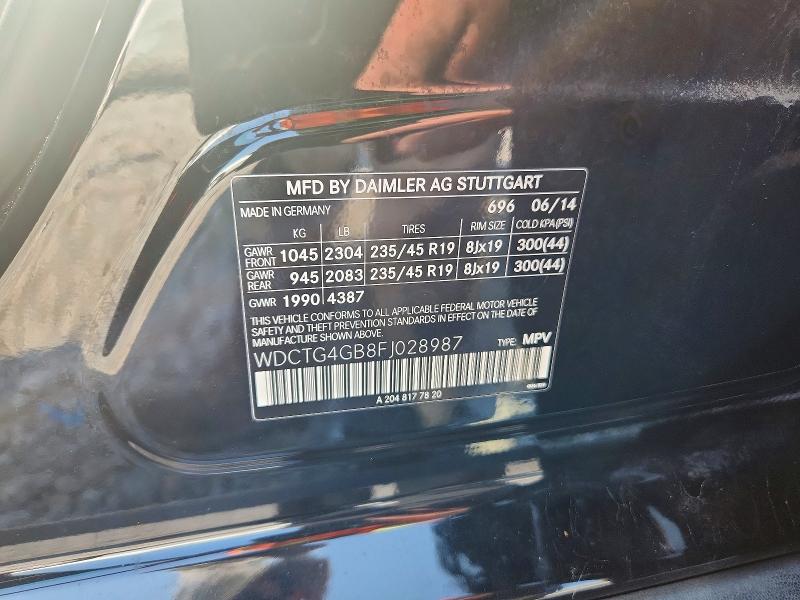 Aukcja sprzedaży 2015 Mercedes-benz Gla, vin: WDCTG4GB8FJ028987, numer aukcji: 62492216