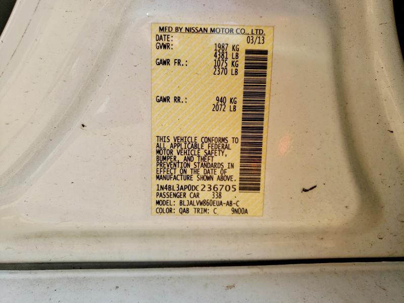 Продаж на аукціоні авто 2013 Nissan Altima, vin: 1N4BL3AP0DC236705, номер лоту: 61730466