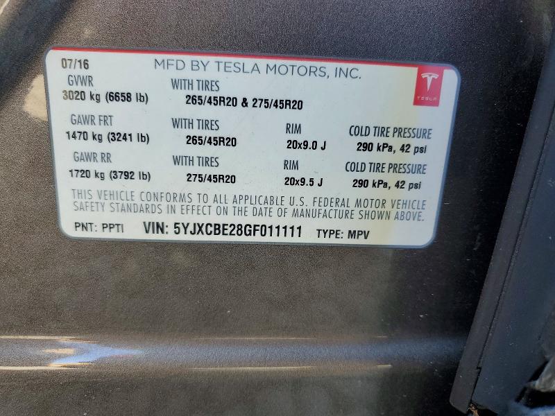 Aukcja sprzedaży 2016 Tesla Model X, vin: 5YJXCBE28GF011111, numer aukcji: 61618296