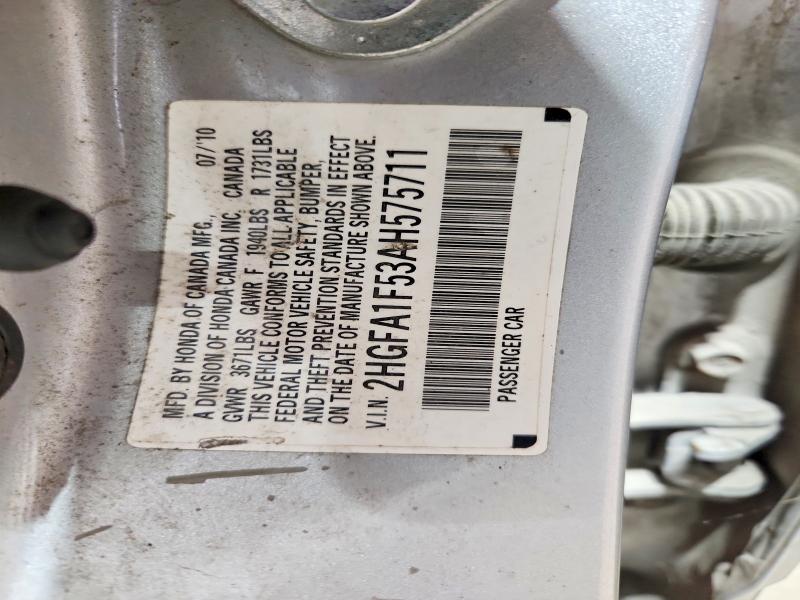 Продаж на аукціоні авто 2010 Honda Civic, vin: 2HGFA1F53AH575711, номер лоту: 61430076