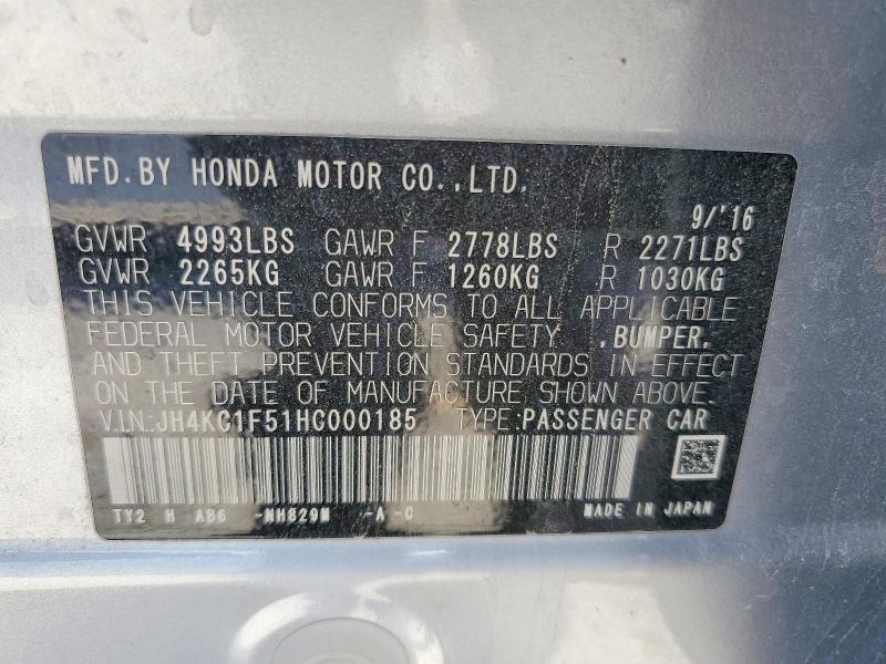 Продажа на аукционе авто 2017 Acura Rlx, vin: JH4KC1F51HC000185, номер лота: 59695506