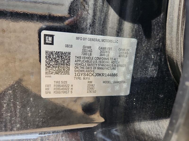 59735146 :رقم المزاد ، 1GYS4CKJ0KR144886 vin ، 2019 Cadillac Escalade مزاد بيع