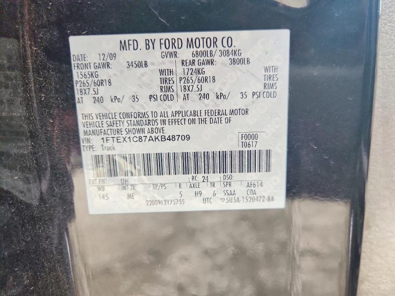 59703526 :رقم المزاد ، 1FTEX1C87AKB48709 vin ، 2010 Ford F150 مزاد بيع