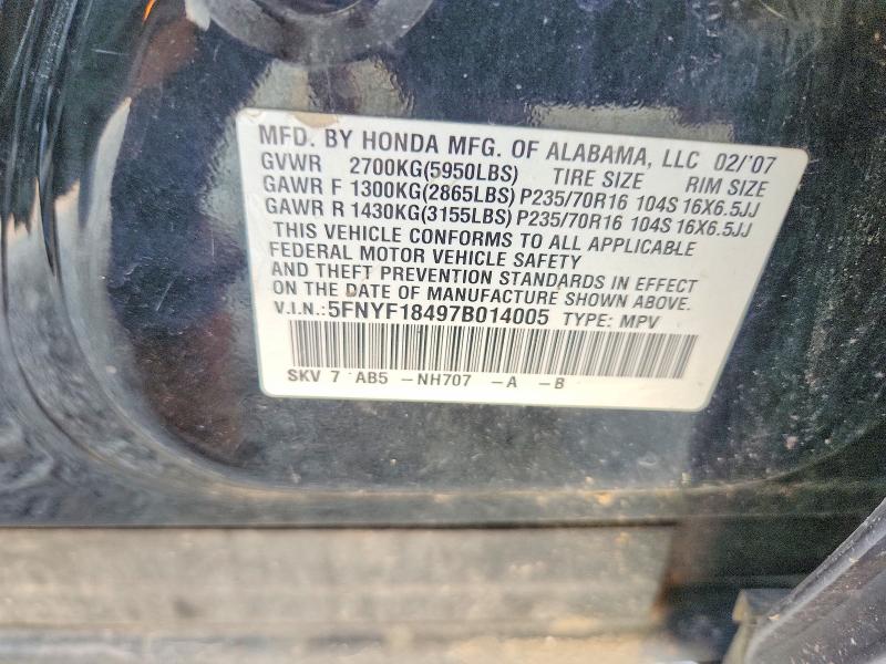 Продаж на аукціоні авто 2007 Honda Pilot, vin: 5FNYF18497B014005, номер лоту: 62325476