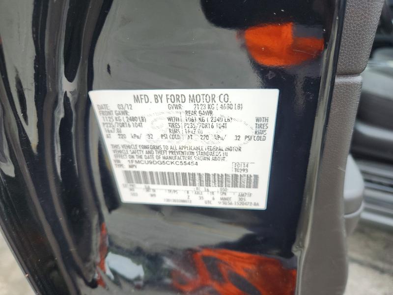 2012 Ford Escape მანქანა იყიდება აუქციონზე, vin: 1FMCU9DG5CKC55454, აუქციონის ნომერი: 60751686