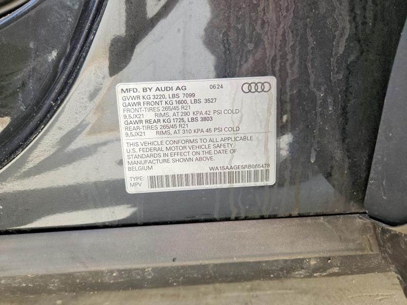 2024 Audi Q8 E-tron მანქანა იყიდება აუქციონზე, vin: WA15AAGE5RB065478, აუქციონის ნომერი: 54698896