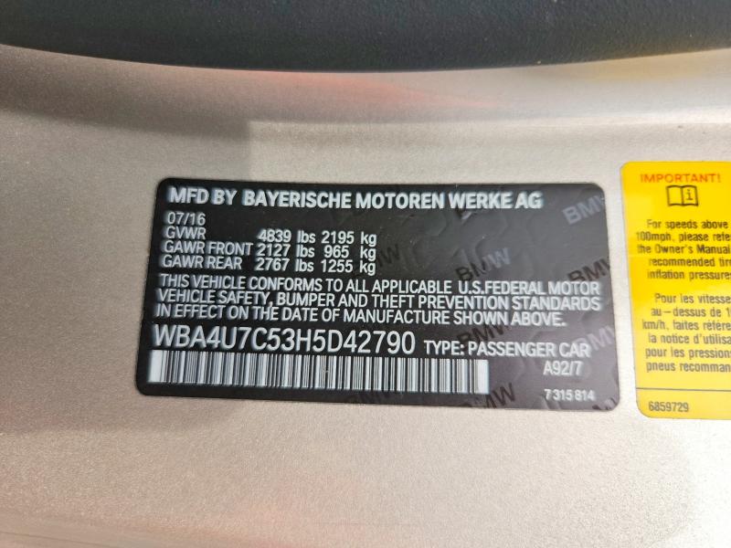 Продажа на аукционе авто 2017 Bmw 430i, vin: WBA4U7C53H5D42790, номер лота: 62230316