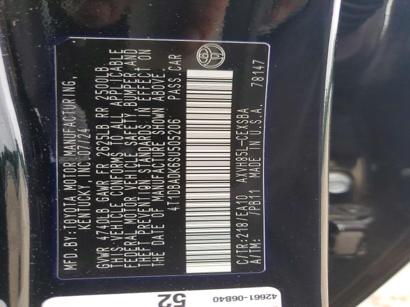 2025 Toyota Camry მანქანა იყიდება აუქციონზე, vin: 4T1DBADK6SU505206, აუქციონის ნომერი: 62662336