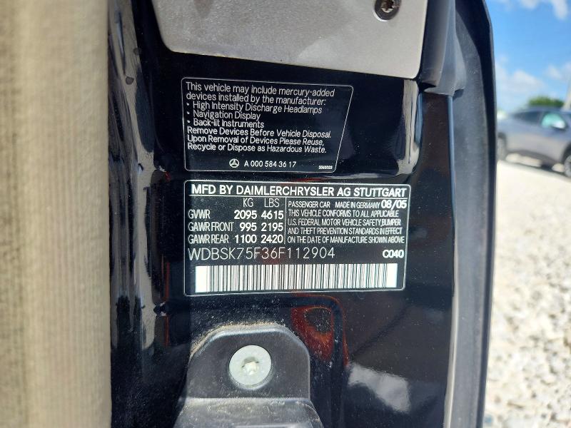 Продажа на аукционе авто 2006 Mercedes-benz Sl, vin: WDBSK75F36F112904, номер лота: 59635836