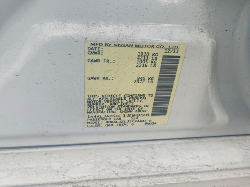 Продажа на аукционе авто 2014 Nissan Altima, vin: 1N4AL3AP6EC189998, номер лота: 61374036