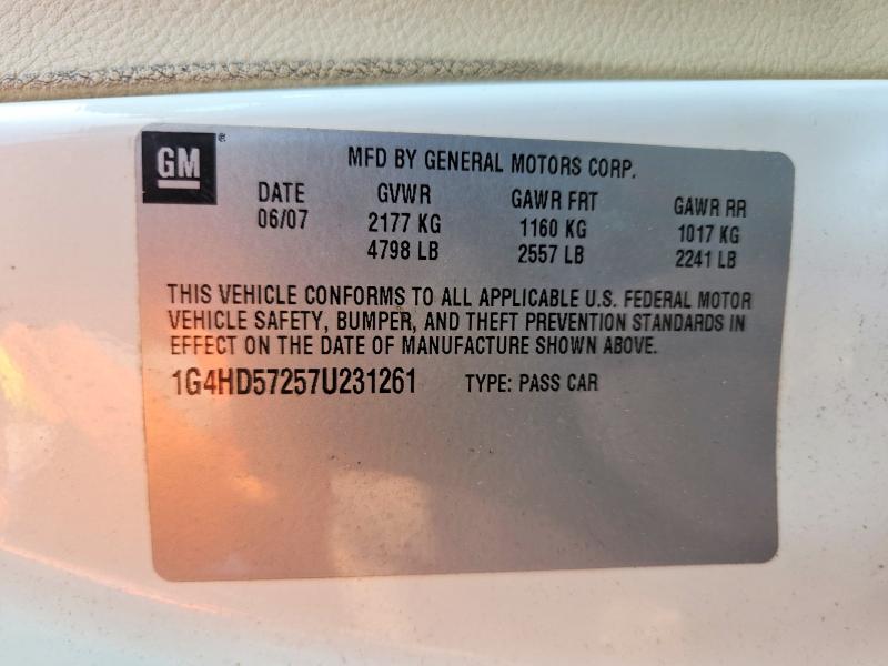 Продаж на аукціоні авто 2007 Buick Lucerne, vin: 1G4HD57257U231261, номер лоту: 60392426