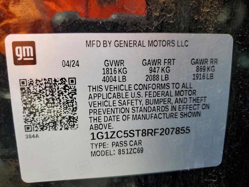 Продаж на аукціоні авто 2024 Chevrolet Malibu, vin: 1G1ZC5ST8RF207855, номер лоту: 62163636