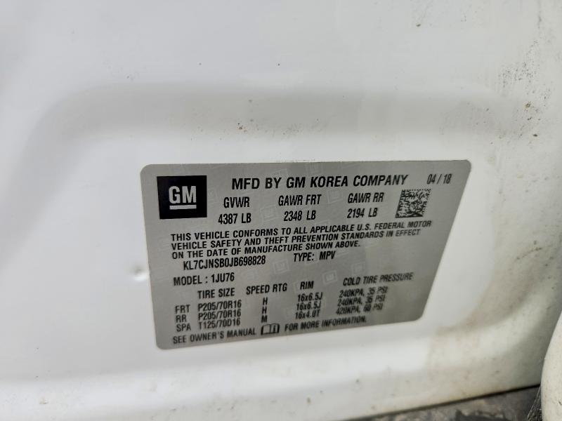 61771596 :رقم المزاد ، KL7CJNSB0JB698828 vin ، 2018 Chevrolet Trax مزاد بيع