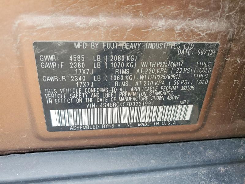 Aukcja sprzedaży 2013 Subaru Outback, vin: 4S4BRCKC7D3221991, numer aukcji: 63194486